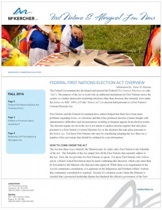 McK First Nations Newsletter Fall 2016