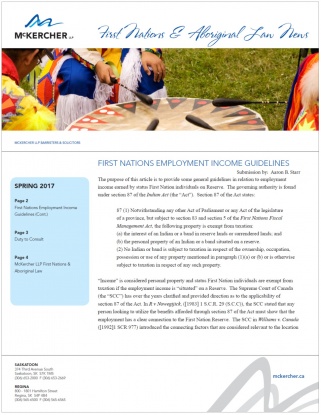 McK First Nations Newsletter Spring 2017