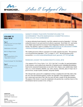 Fall 2018 Labour and Employment Newsletter